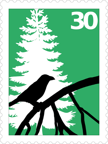 stamp-bird-crow-branch-fir-tree-4550267