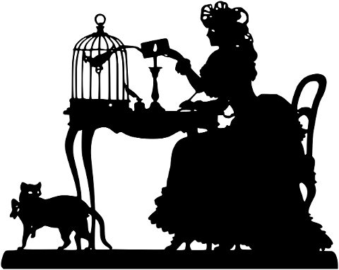 woman-animal-desk-silhouette-8077960